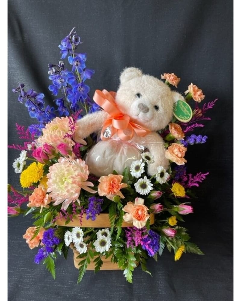 Teddy bear flower arrangement near me online