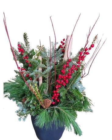 Holiday Outdoor Porch Planter- 10 inch Flower Arrangement