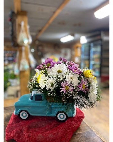 Chevy full of Daisies Flower Arrangement