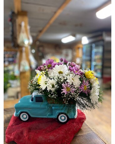 Chevy full of Daisies Flower Arrangement