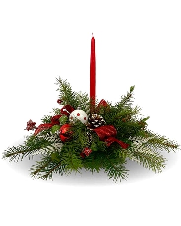 Glad Tidings Candle Centerpiece Flower Arrangement