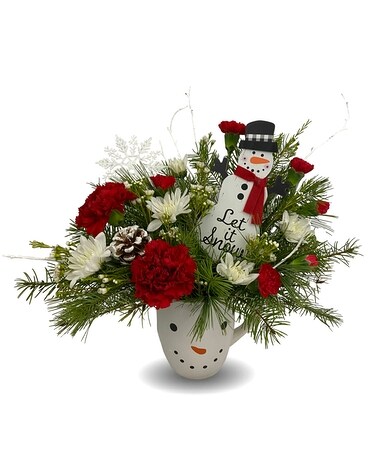 Let It Snow Mug Flower Arrangement