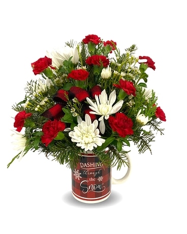 Dashing Through the Snow Mug Flower Arrangement