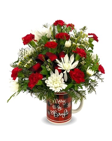 Merry & Bright Mug Flower Arrangement