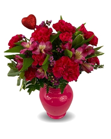 Hot Pink Valentine Flower Arrangement