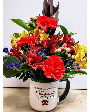 Pet Memorial Mug Flower Arrangement